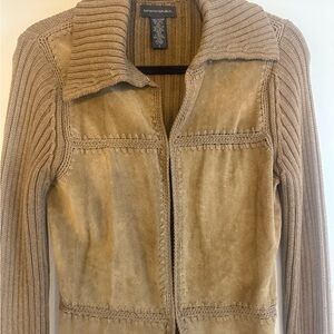 Banana Republic Beige Suede and Knit Jacket